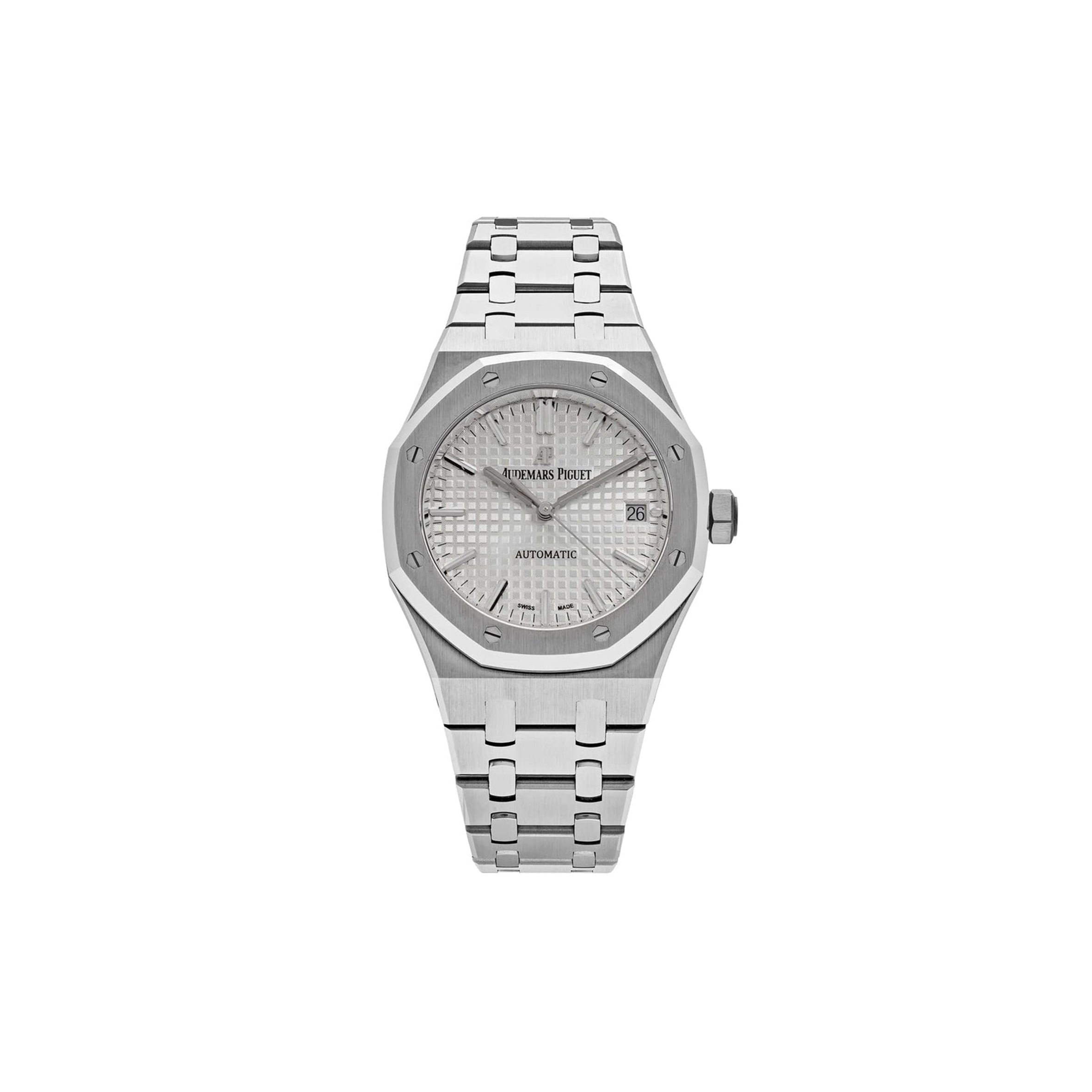 AUDEMARS PIGUET ROYAL OAK STAINLESS STEEL WHITE DIAL 37MM WATCH 15450ST.OO.1256ST.01